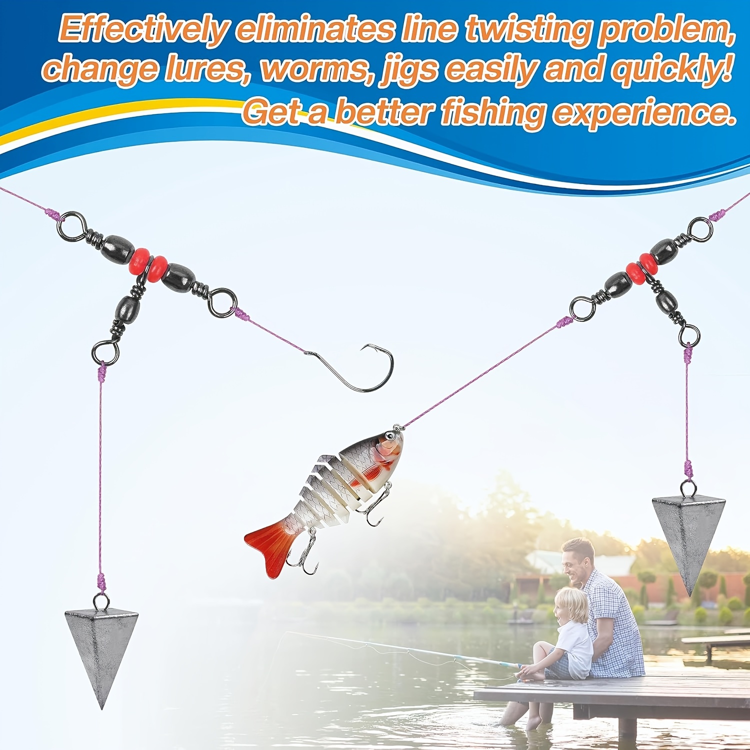 3 Three Way Swivels,Triple Swi - Monofilament Line ulasan dan harga